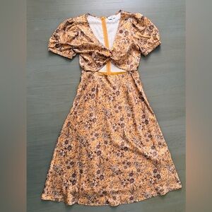 NSR Floral Dress in Mustard and Brown